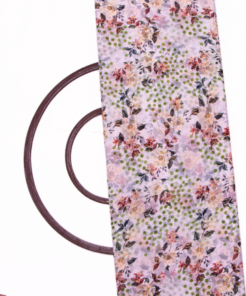 White Colour Floral Digital Print Chiffon Fabric